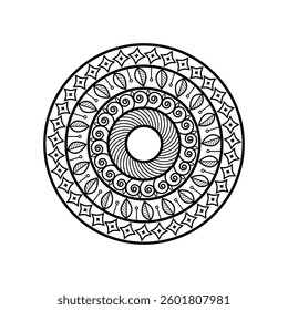 Elegant Floral Mandala: A delicate, symmetrical mandala design, featuring intricate floral patterns, exudes serenity and artistic elegance. A perfect illustration for mindful practices.