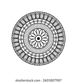 Elegant Floral Mandala: A delicate, symmetrical mandala design, featuring intricate floral patterns, exudes serenity and artistic elegance. A perfect illustration for mindful practices.