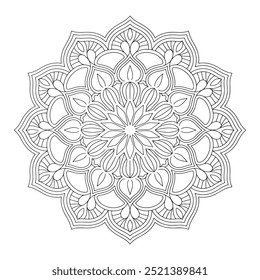 "Elegant Floral Mandala Design - Black and White"