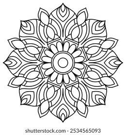 design elegante mandala floral para colorir livro, arte de parede, hena e tatuagem design, arte mandala exclusivo para adultos e crianças colorir livro
