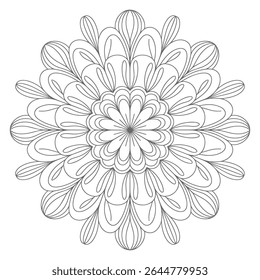 Elegant Floral Mandala Design with Intricate Petals and Swirling Lines