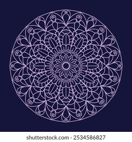 Elegant Floral Mandala with Intricate Patterns on Dark Background