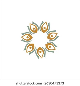 Elegant floral mandala logo with symmetrical petal shapes in earthy tones, ideal for spa, wellness, eco-friendly brands, boutique identity, or natural cosmetic product branding.
