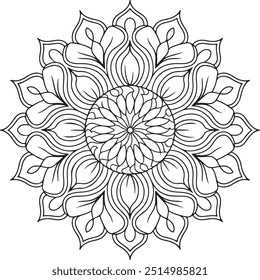 Elegant floral mandala: simple and intricate designs for coloring,vector illustration,oriental ehinic ornament