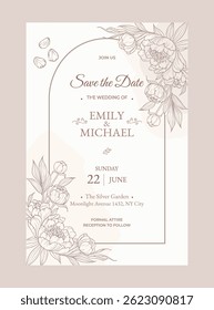 Elegant Floral Marriage Save The Date Invitation