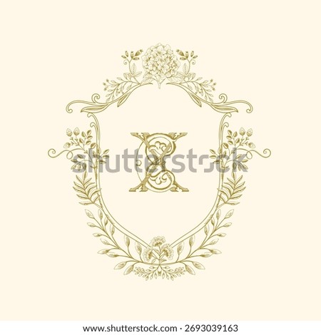 Elegant floral monogram design with interlocking letter XC for branding and wedding stationery