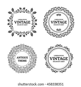 Elegant floral monogram design set. Calligraphic elegant ornament