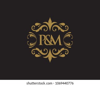 Elegant floral monogram design template for one or two letters . Wedding monogram. Calligraphic elegant ornament.
