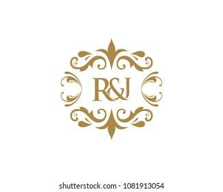 Elegant floral monogram design template for one or two letters . Wedding monogram. Calligraphic elegant ornament.