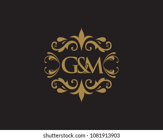 Elegant floral monogram design template for one or two letters . Wedding monogram. Calligraphic elegant ornament.