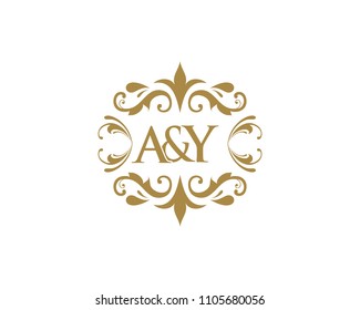 Elegant floral monogram design template for one or two letters . Wedding monogram. Calligraphic elegant ornament.