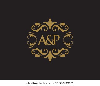 Elegant floral monogram design template for one or two letters . Wedding monogram. Calligraphic elegant ornament.