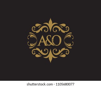 Elegant floral monogram design template for one or two letters . Wedding monogram. Calligraphic elegant ornament.