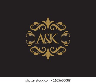 Elegant floral monogram design template for one or two letters . Wedding monogram. Calligraphic elegant ornament.