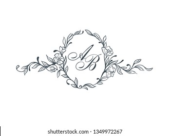 Elegant floral monogram design template for one or two letters . Wedding monogram. Calligraphic elegant ornament. Vector illustration