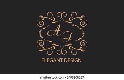 Elegant floral monogram design template for one or two letters. Wedding monogram. Calligraphic elegant ornament. Business sign, monogram identity for restaurant, boutique, hotel, heraldry, jewelry.