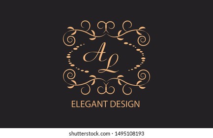 Elegant floral monogram design template for one or two letters. Wedding monogram. Calligraphic elegant ornament. Business sign, monogram identity for restaurant, boutique, hotel, heraldry, jewelry.