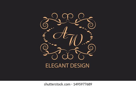 Elegant floral monogram design template for one or two letters . Wedding monogram. Calligraphic elegant ornament. Business sign, monogram identity for restaurant, boutique, hotel, heraldic, jewelry.