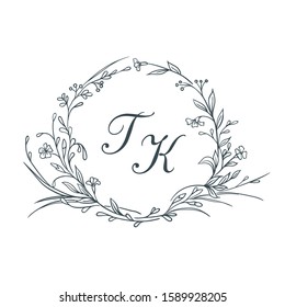 Elegant floral monogram design template for one or two letters . Wedding monogram.