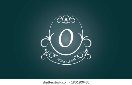 Elegant floral monogram design template for letter O. Business sign, identity logo for restaurant, boutique, hotel, heraldic, jewelry.