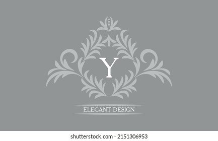 Elegant floral monogram design template for letters Y. Calligraphic elegant ornament. Business sign, identity monogram for restaurant, boutique, hotel, heraldic, jewelry.