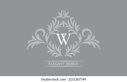 Elegant floral monogram design template for letters W. Calligraphic elegant ornament. Business sign, identity monogram for restaurant, boutique, hotel, heraldic, jewelry.