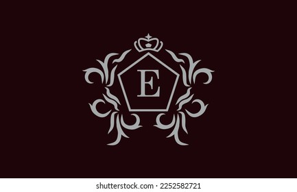 Elegant floral monogram design template for one or two letters such as E. Business sign, identity monogram for restaurant, boutique, hotel, heraldry, jewelry.