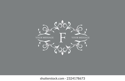 Una elegante plantilla de diseño de monograma floral para una o dos letras, por ejemplo F. Monograma de boda. Ilustración vectorial del logotipo.