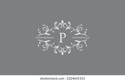 An elegant floral monogram design template for one or two letters, for example P. Wedding monogram. Vector illustration of the logo.