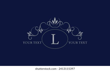 Elegant floral monogram design template with initial L. Vector illustration design for invitation, menu, company brand, cosmetics.
