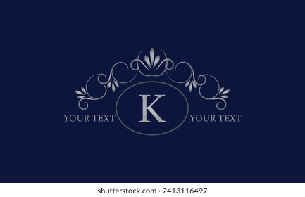 Elegant floral monogram design template with initial K. Vector illustration design for invitation, menu, company brand, cosmetics.
