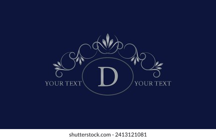 Elegant floral monogram design template with initial D. Vector illustration design for invitation, menu, company brand, cosmetics.