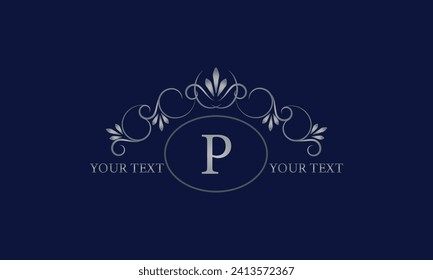 Elegant floral monogram design template with initial P. Vector illustration design for invitation, menu, company brand, cosmetics.