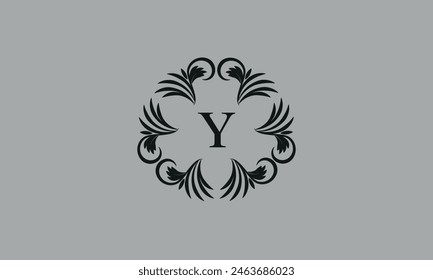 Elegant floral monogram design template for one or two letters such as Y. Business sign, identity monogram for restaurant, boutique, hotel, heraldic, jewelry