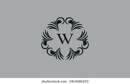 Elegante florale Monogramm-Design-Vorlage für ein oder zwei Buchstaben wie W. Business-Zeichen, Identitäts-Monogramm für Restaurant, Boutique, Hotel, Wappentier, Schmuck