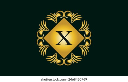 Elegant floral monogram design template for one or two letters such as X. Calligraphic elegant ornament. Business sign, monogram