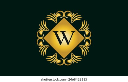 Elegant floral monogram design template for one or two letters such as W. Calligraphic elegant ornament. Business sign, monogram