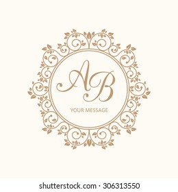 Elegant floral monogram design template for one or two letters . Wedding monogram. Calligraphic elegant ornament. Vector illustration.