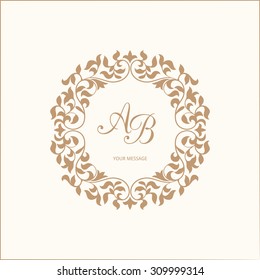 Elegant floral monogram design template for one or two letters . Wedding monogram. Calligraphic elegant ornament. Vector illustration.