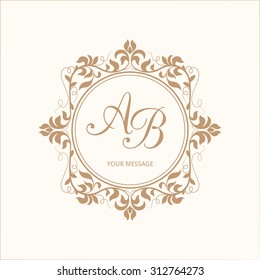 Elegant floral monogram design template for one or two letters . Wedding monogram. Calligraphic elegant ornament. Vector illustration.