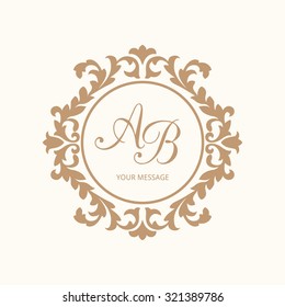 Elegant floral monogram design template for one or two letters . Wedding monogram. Calligraphic elegant ornament. Vector illustration. Business sign, monogram identity for restaurant, boutique, cafe