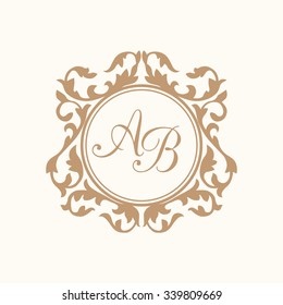 Elegant floral monogram design template for one or two letters . Wedding monogram. Calligraphic elegant ornament. Business sign, monogram identity for restaurant, boutique, hotel, heraldic, jewelry.