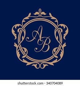 Elegant floral monogram design template for one or two letters . Wedding monogram. Calligraphic elegant ornament. Business sign, monogram identity for restaurant, boutique, hotel, heraldic, jewelry.