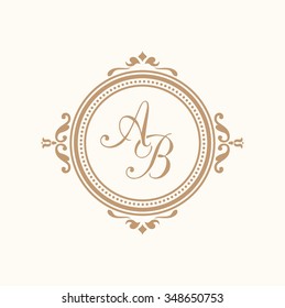 Elegant floral monogram design template for one or two letters . Wedding monogram. Calligraphic elegant ornament. Business sign, monogram identity for restaurant, boutique, hotel, heraldic, jewelry.