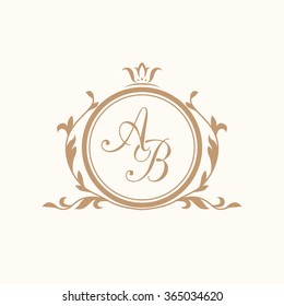 Elegant floral monogram design template for one or two letters . Wedding monogram. Calligraphic elegant ornament. Business sign, monogram identity for restaurant, boutique, hotel, heraldic, jewelry.