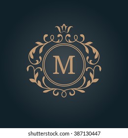 Elegant floral monogram design template for one or two letters . Wedding monogram. Calligraphic elegant ornament. Business sign, monogram identity for restaurant, boutique, hotel, heraldic, jewelry.