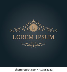 Elegant floral monogram design template with decorative elements. Wedding monogram. Calligraphic elegant ornament. Business sign, monogram identity for restaurant, boutique, hotel, heraldic, jewelry.