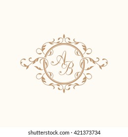 Elegant floral monogram design template for one or two letters . Wedding monogram. Calligraphic elegant ornament. Business sign, monogram identity for restaurant, boutique, hotel, heraldic, jewelry.