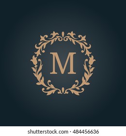 Elegant floral monogram design template for one or two letters . Wedding monogram. Calligraphic elegant ornament. Business sign, monogram identity for restaurant, boutique, hotel, heraldic, jewelry.