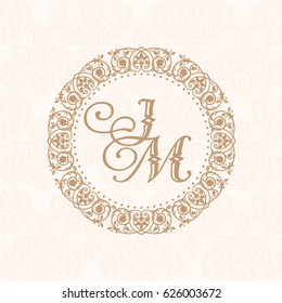Elegant floral monogram design template for one or two letters. Wedding monogram. Business sign, monogram identity for restaurant, boutique, hotel, heraldic, jewelry.